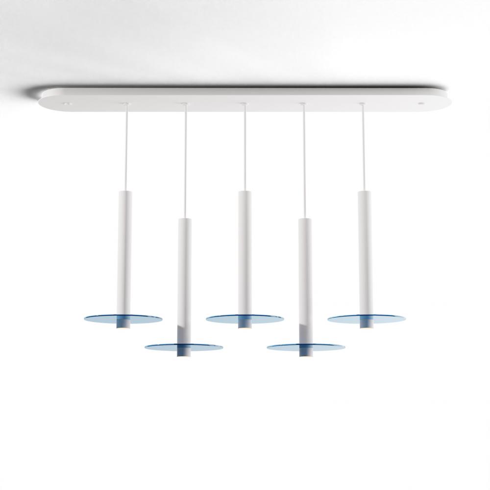 Combi Pendant 16" Linear 5 Combo Matte White with Matte White Canopy