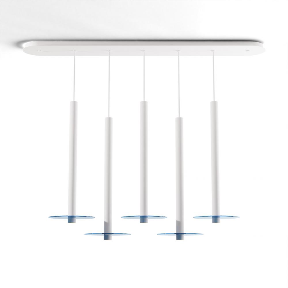 Combi Pendant 24" Linear 5 Combo Matte White with Matte White Canopy