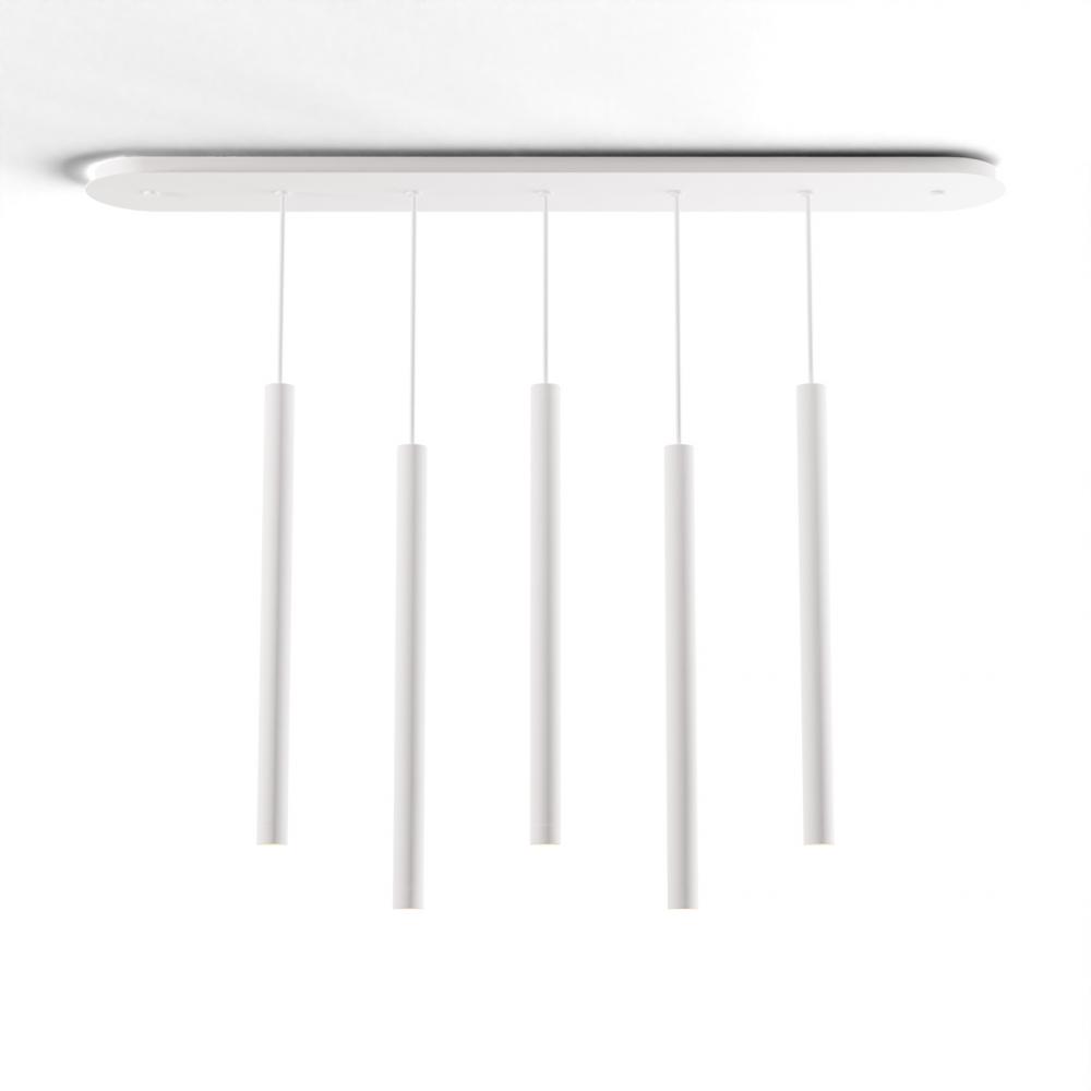 Combi Pendant 24" Linear 5 Combo Matte White with Matte White Canopy