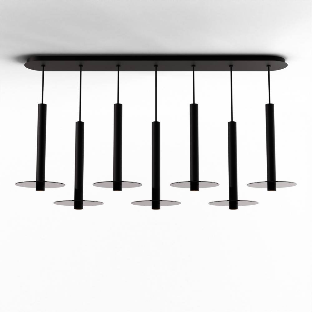 Combi Pendant 16" Linear 7 Combo Matte Black with Matte Black Canopy