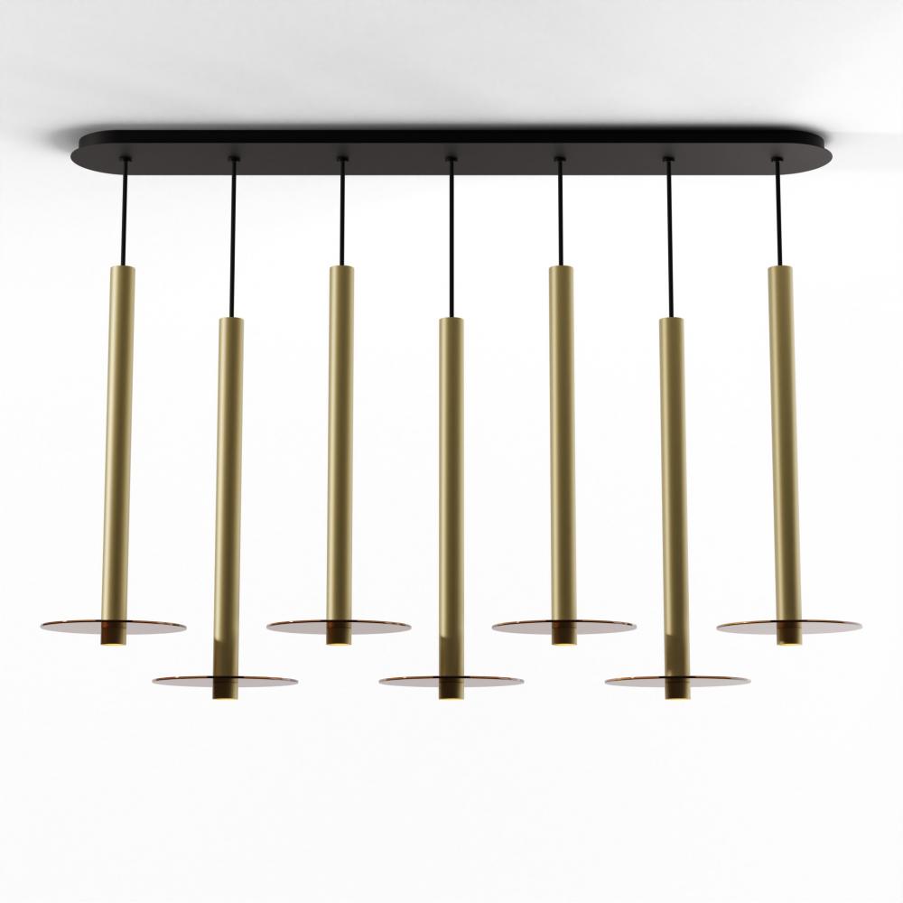 Combi Pendant 24" Linear 7 Combo Brass with Matte Black Canopy