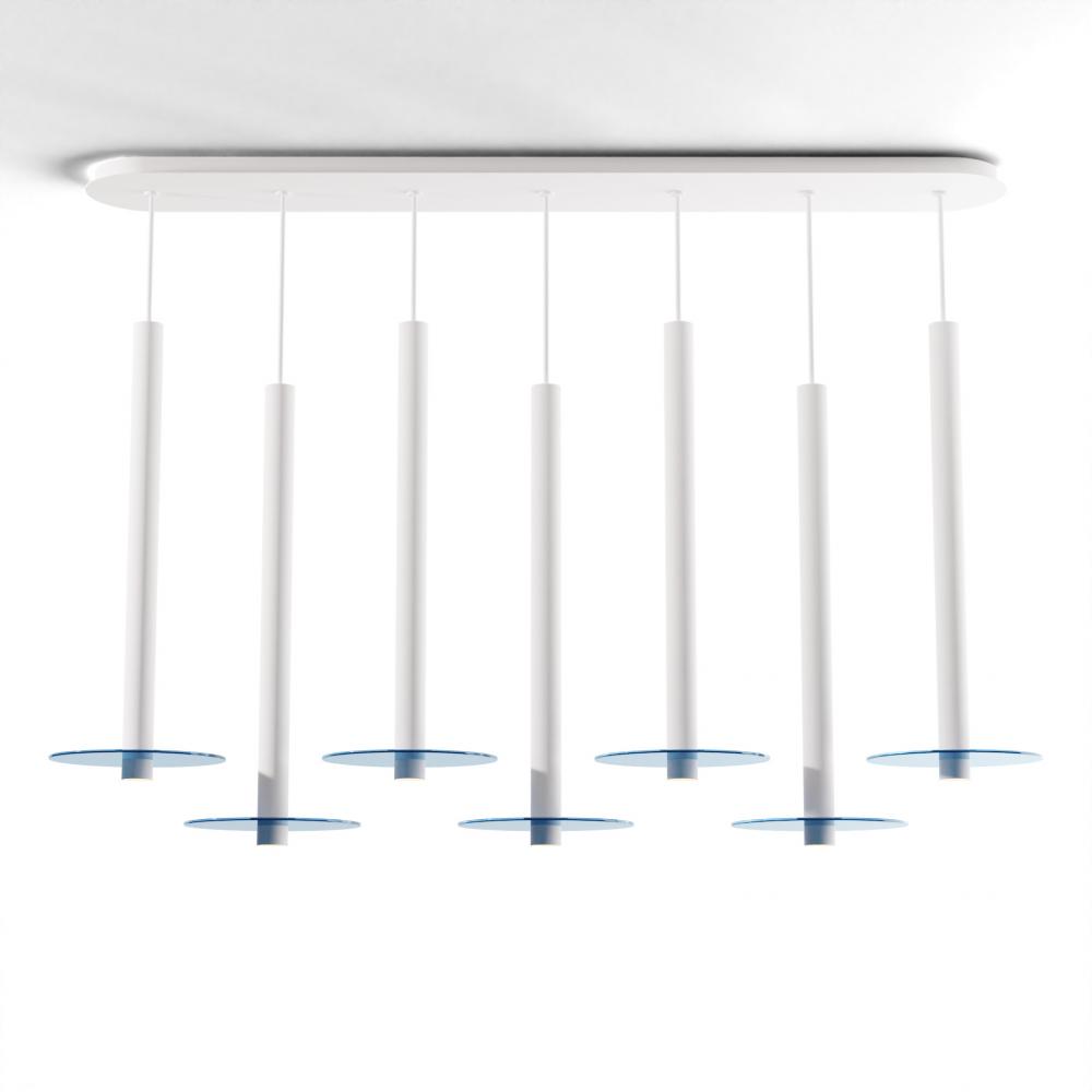 Combi Pendant 24" Linear 7 Combo Matte White with Matte White Canopy