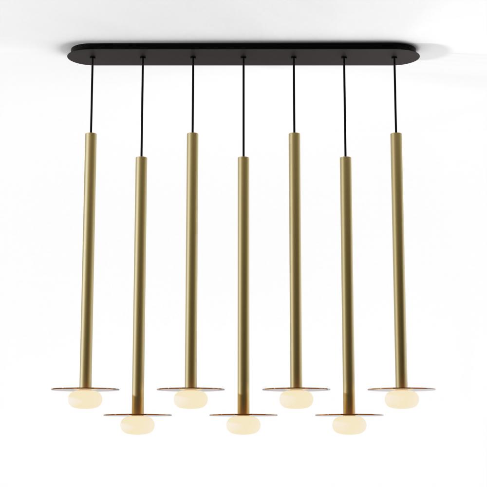 Combi Pendant 36" Linear 7 Combo Brass with Matte Black Canopy