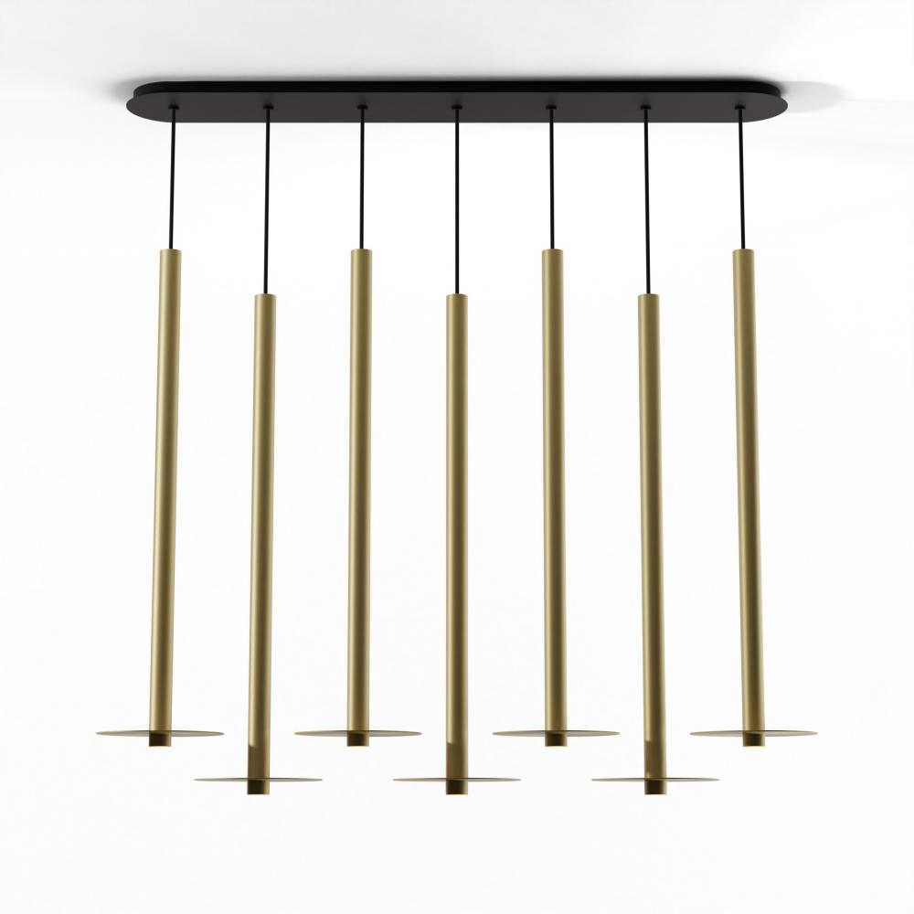 Combi Pendant 36" Linear 7 Combo Brass with Matte Black Canopy