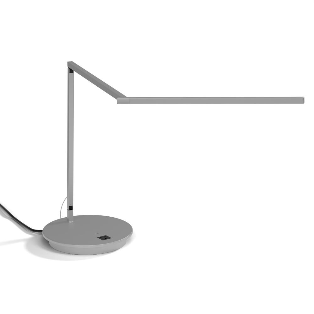 Z-Bar Desk Lamp Gen 4 (Warm Light; Silver) with 9" Power Base (USB and AC outlets)