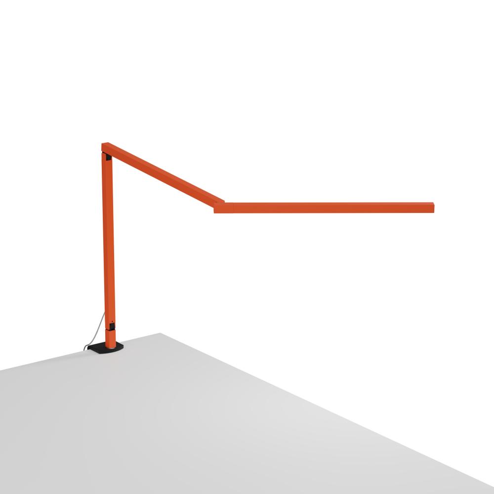 Z-Bar Mini Desk Lamp Gen 4 (Warm Light; Matte Orange) with Desk Clamp (Matte Black)