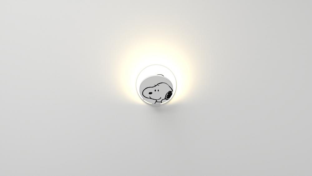 PeanutsÂ® Gravy Wall Sconce - Matte White body, Snoopy plates - Hardwire