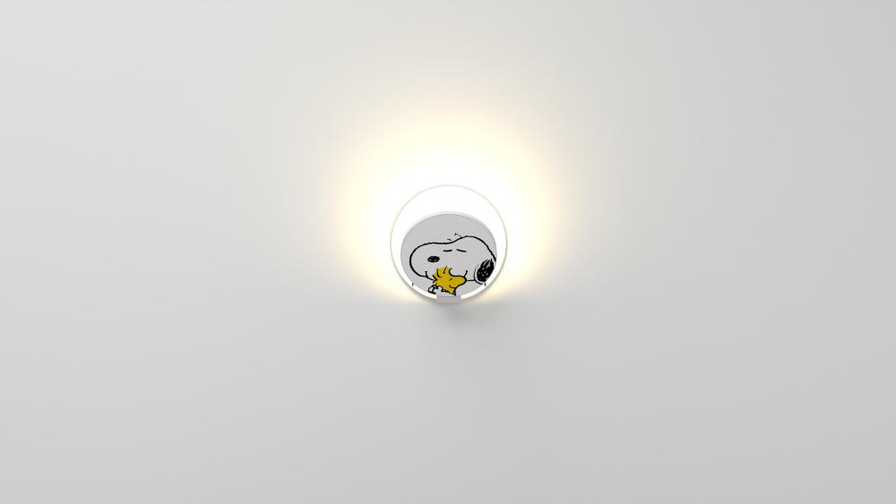 PeanutsÂ® Gravy Wall Sconce - Matte White body, Snoopy Woodstock plates - Hardwire