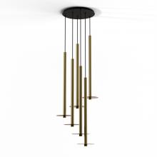 Koncept Inc CMP-C6-S-36-BRS+GTEA9 - Combi Pendant 36" Circular 6 Combo Brass with Matte Black Canopy