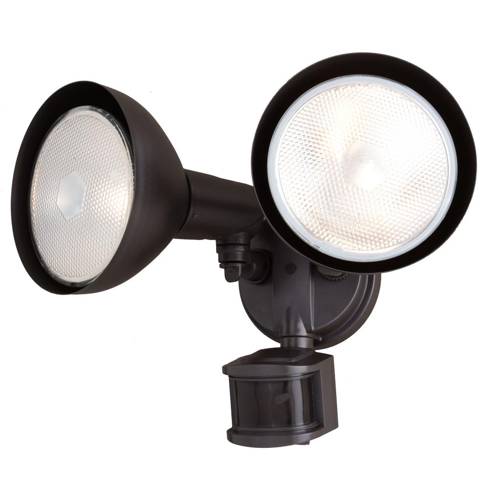 11.75-in. 2 Light Outdoor Motion Sensor Security Flood Light Bronze 180 Deg.