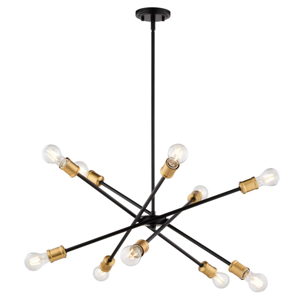 Gresham 32-in. 10 Light Chandelier Antique Gold with Matte Black