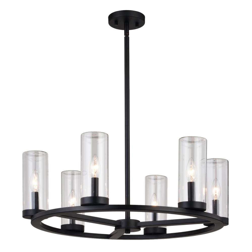 Grantley 26-in 6 Light Indoor-Outdoor Chandelier Matte Black