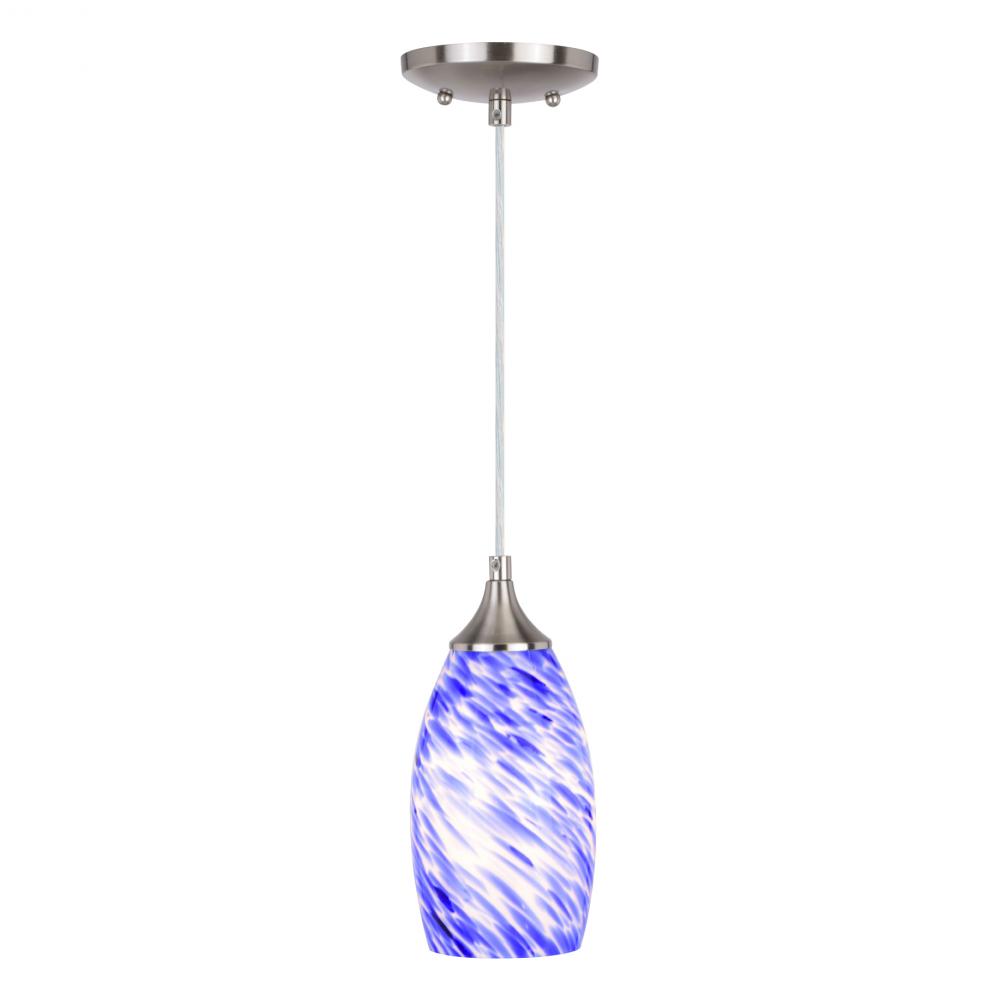 Milano 4.75-in. Mini Pendant Azzura Glass Satin Nickel