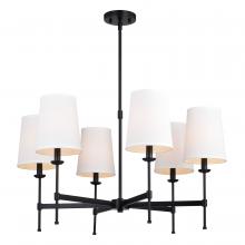 Vaxcel International H0288 - Camden 30-in 6 Light Chandelier Matte Black