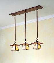 Arroyo Craftsman CICH-8/3ECS-VP - 8" carmel 3 light in-line chandelier without overlay (empty)