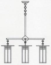 Arroyo Craftsman GCH-9L/4GWC-S - 9" glasgow long body 4 light chandelier