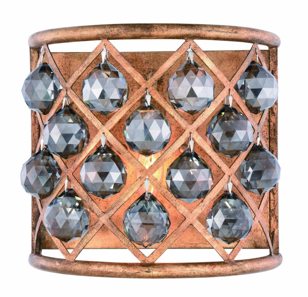 Madison 1 light Golden Iron Wall Sconce Silver Shade (Grey) Royal Cut Crystal