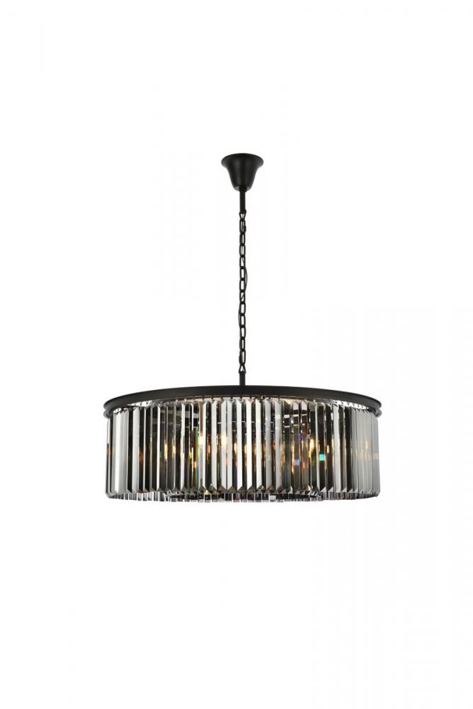 Sydney 10 Light Matte Black Chandelier Silver Shade (Grey) Royal Cut Crystal