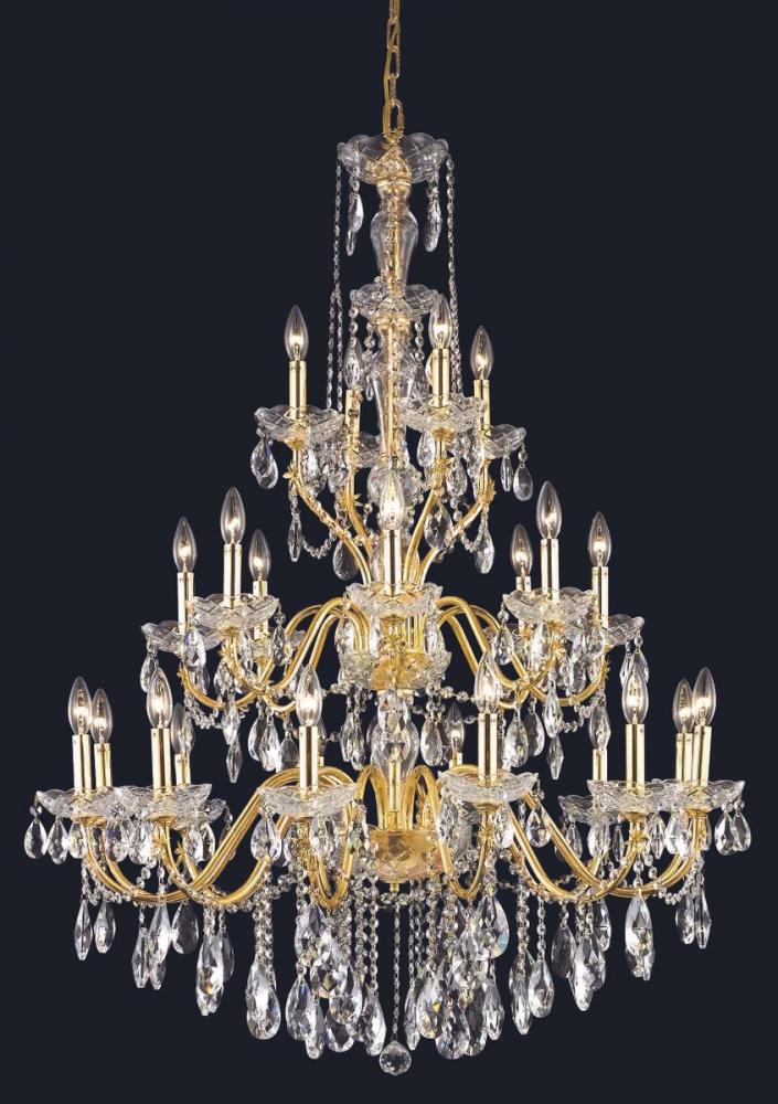 St. Francis 24 Light Gold Chandelier Clear Royal Cut Crystal