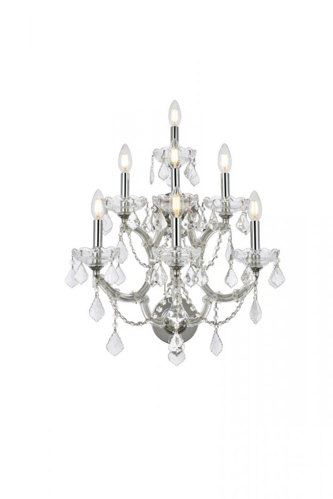 Maria Theresa 7 Light Chrome Wall Sconce Clear Royal Cut Crystal