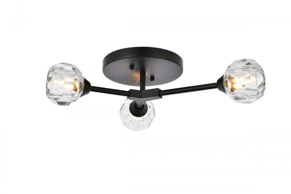 Zayne 3 Light Flush Mount in Black