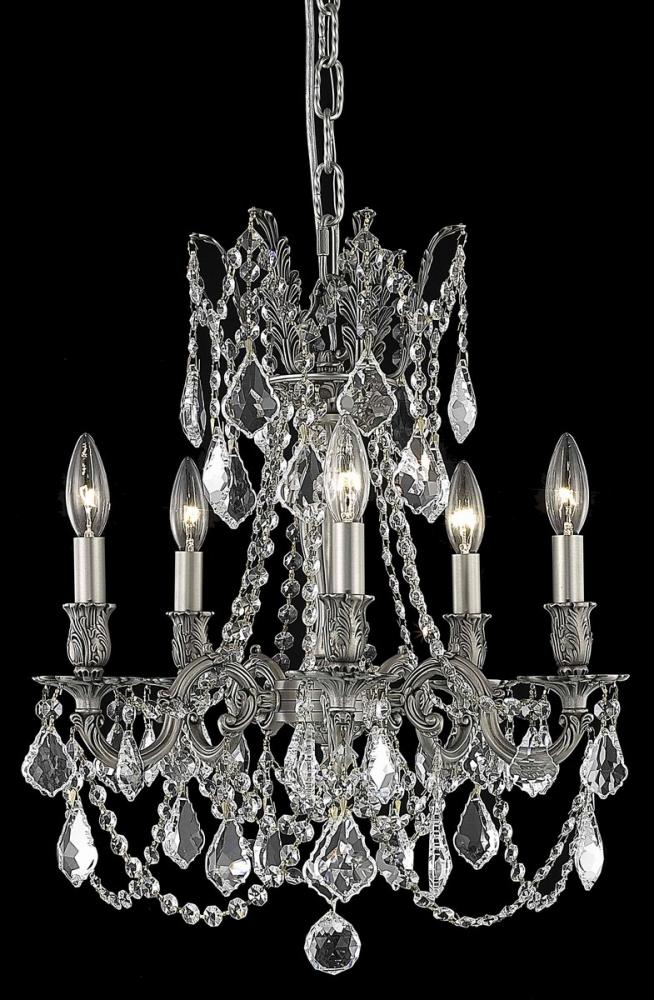 Rosalia 5 Light Pewter Pendant Clear Royal Cut Crystal