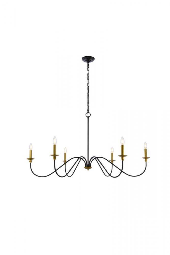 Rohan 48 Inch Chandelier in Matte Black and Brass