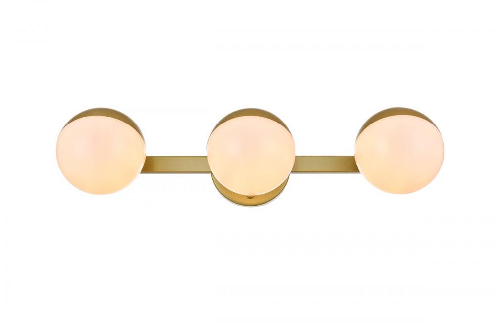 Majesty 3 Light Brass and Frosted White Bath Sconce