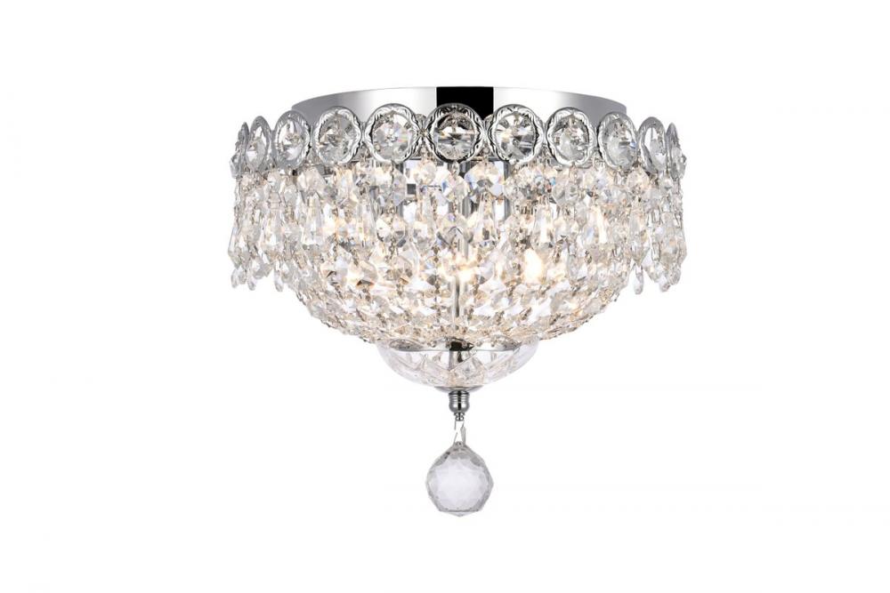 Century 3 Light Chrome Flush Mount Clear Royal Cut Crystal