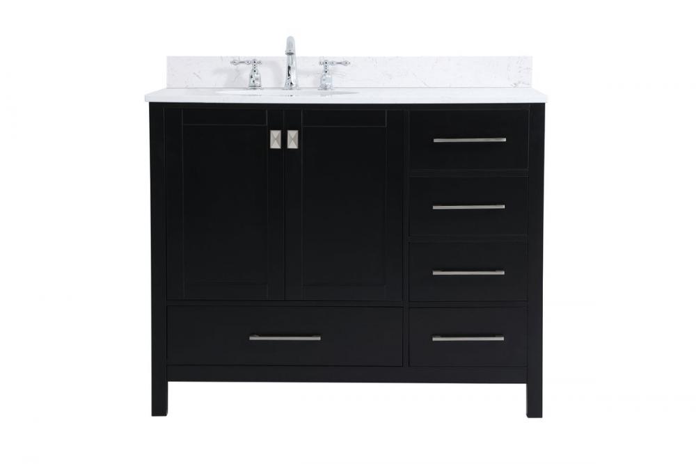 42 Inch Single Bathroom Vanity in Black with Backsplash