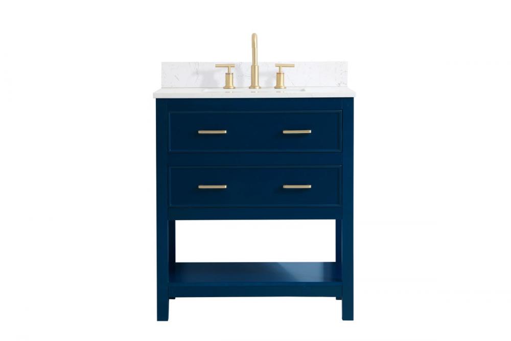 30 Inch Single Bathroom Vanity in Blue with Backsplash