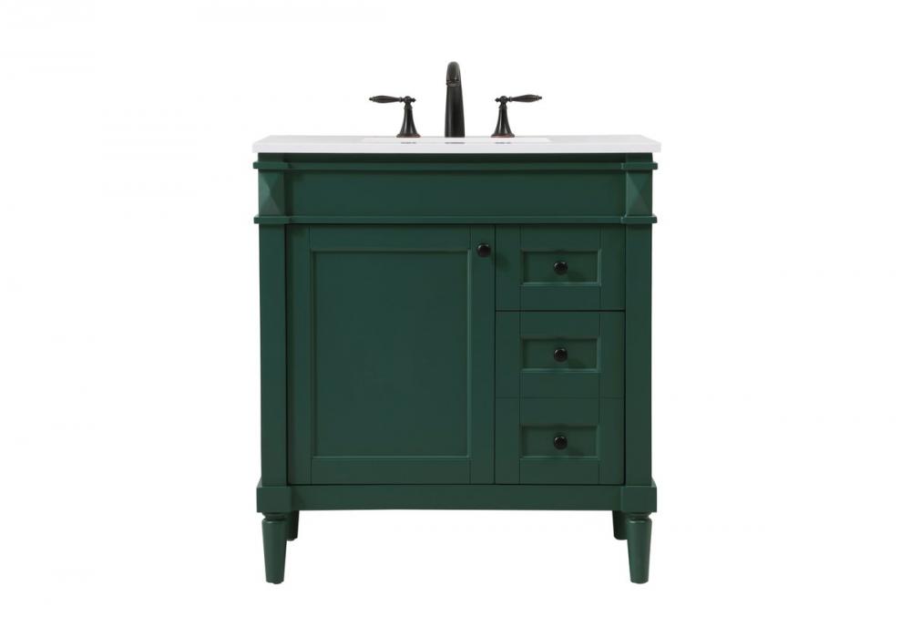 32 Inch Single Bathroom Vanity in Green