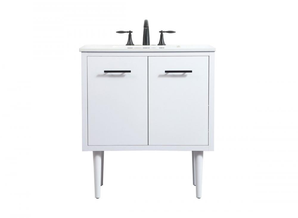 30 Inch Single Bathroom Vanity in White