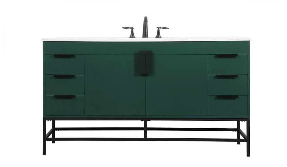 60 Inch Single Bathroom Vanity in Green