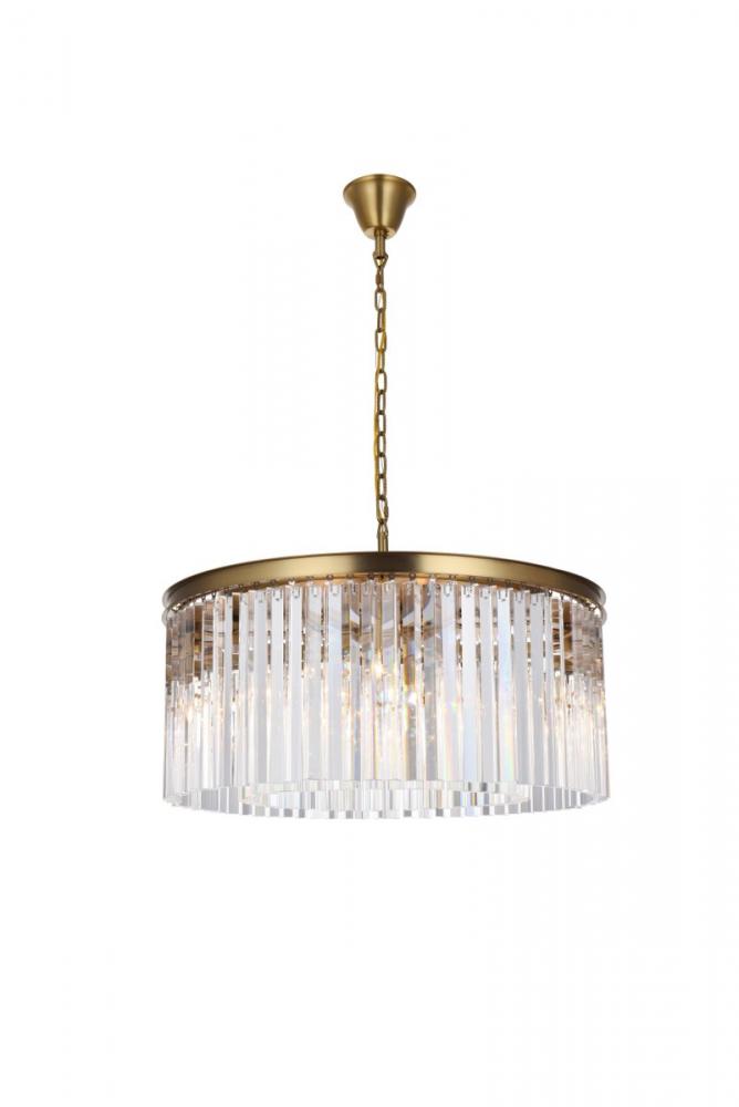 Sydney 31.5 Inch Round Crystal Chandelier in Satin Gold