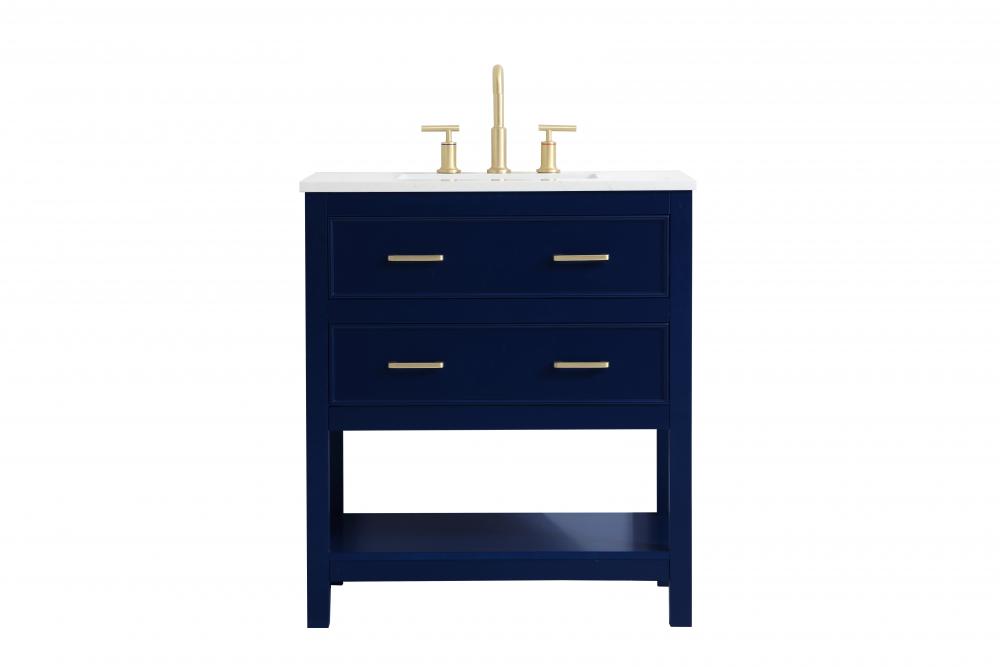 30 Inch Single Bathroom Vanity In Blue Vf19030bl Light Gallery