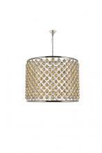 Elegant 1206D35PN-GT/RC - Madison 12 Light Polished Nickel Chandelier Golden Teak (Smoky) Royal Cut Crystal