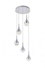 Elegant 3805D14C - Amherst Collection LED 5-light Chandelier 15inx9in Chrome Finish