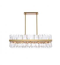 Elegant 6200G42SG - Serephina 42 Inch Crystal Rectangle Chandelier Light in Satin Gold