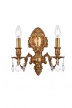 Elegant 9602W10FG/RC - Monarch 2 Light French Gold Wall Sconce Clear Royal Cut Crystal