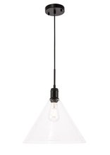 Elegant LD6228BK - Hugh 1 light Black and Clear glass pendant