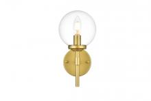 Elegant LD7302W6BRA - Ingrid 1 Light Brass and Clear Bath Sconce