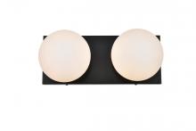 Elegant LD7303W14BLK - Jaylin 2 Light Black and Frosted White Bath Sconce