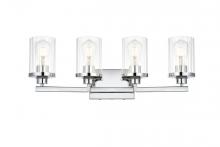 Elegant LD7316W25CH - Saanvi 4 Light Chrome and Clear Bath Sconce