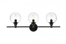 Elegant LD7318W28BLK - Jaelynn 3 Light Black and Clear Bath Sconce