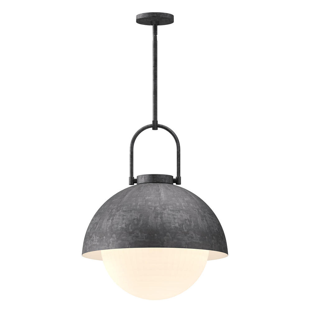 Harper 16-in Steel Shade/Opal Matte Glass 1 Light Pendant