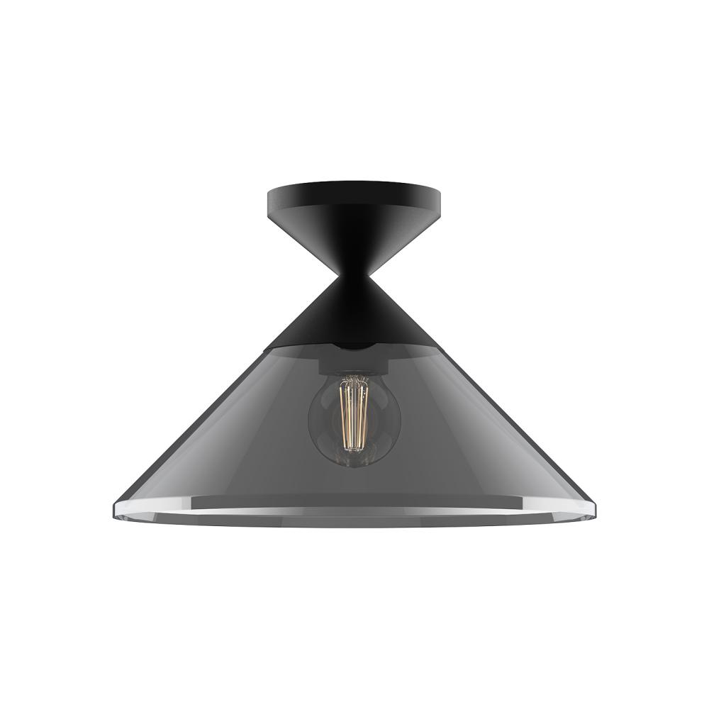 Mauer 12-in Matte Black/Smoked 1 Light Semi Flush Mount