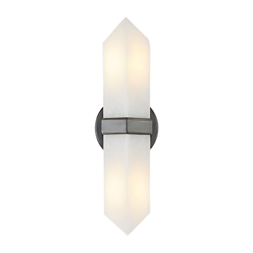 Valencia 15-in Urban Bronze/Alabaster 2 Lights Wall/Vanity