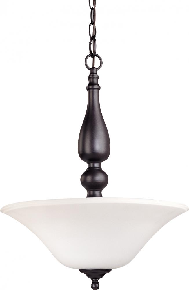 Dupont - 3 Light Pendant with Satin White Glass - Dark Chocolate Bronze Finish