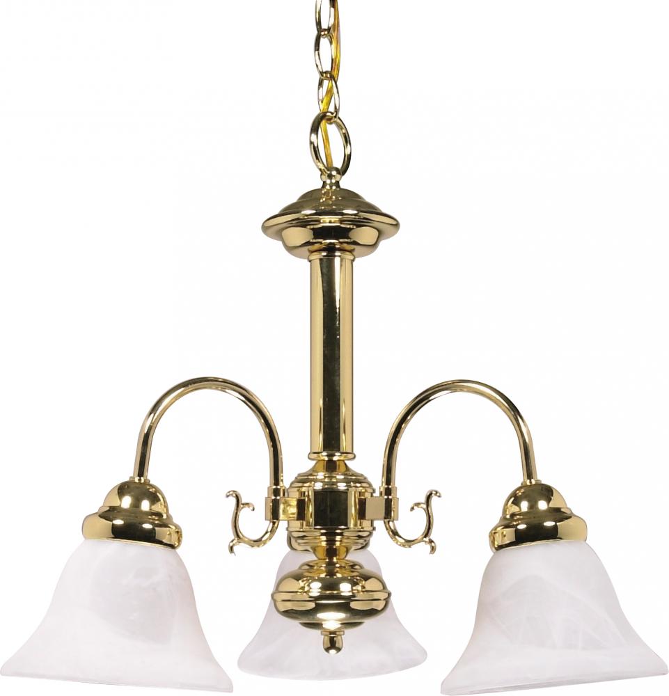 Ballerina - 3 Light Chandelier with Alabaster Glass - Polished Brass Finish